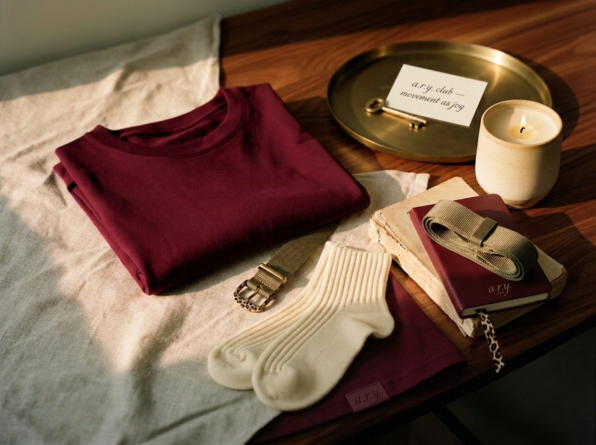 Burgundy Tee + Ribbed Socks